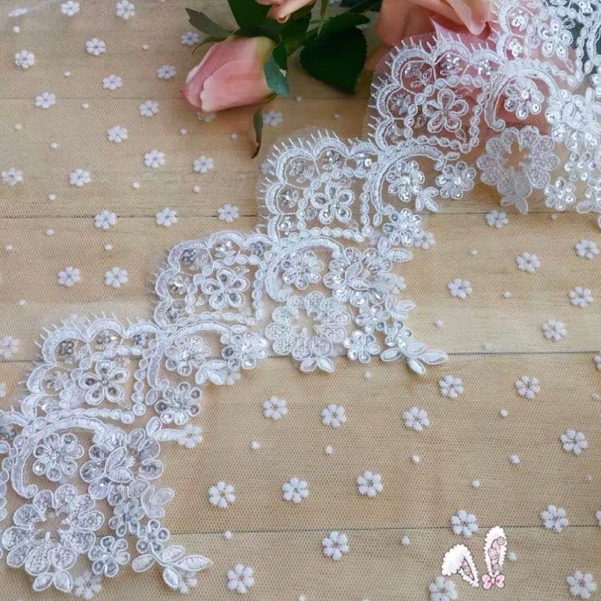 Large size embroidered lace trim