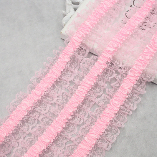 Double layered Stretchy elastic raffle Lace trim with 4 cm