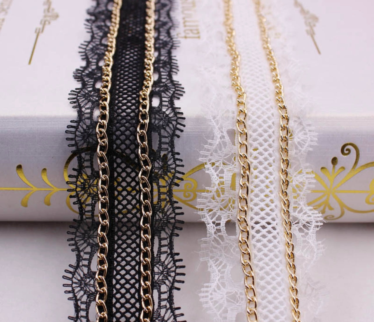 Fishnet Chain Lace trim by yards