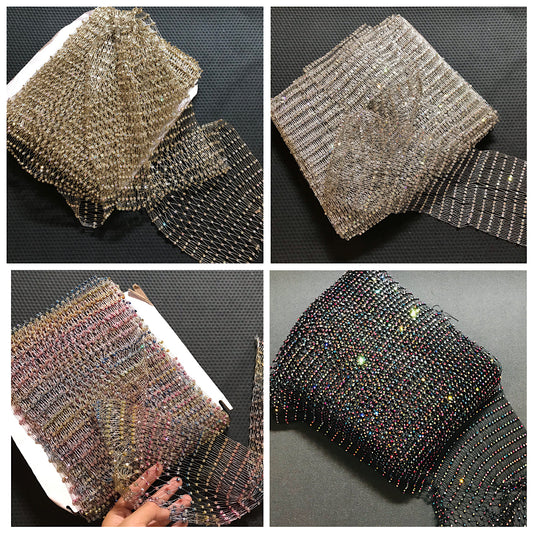 Elastic Mesh Stretchy Rhinestone Fishnet by yard