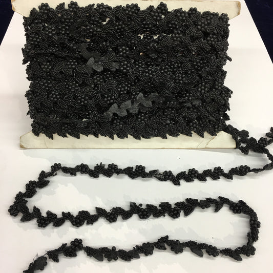 black colored flower beaded trim