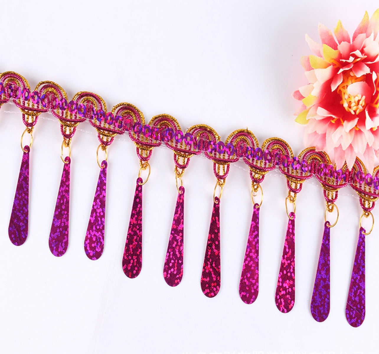 Polyester Braided trim with dangling fringe by yards