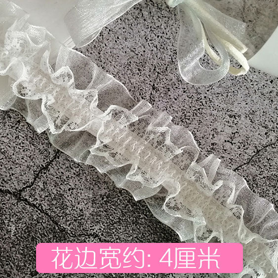 Double layered Stretchy raffle Lace trim with 4 cm