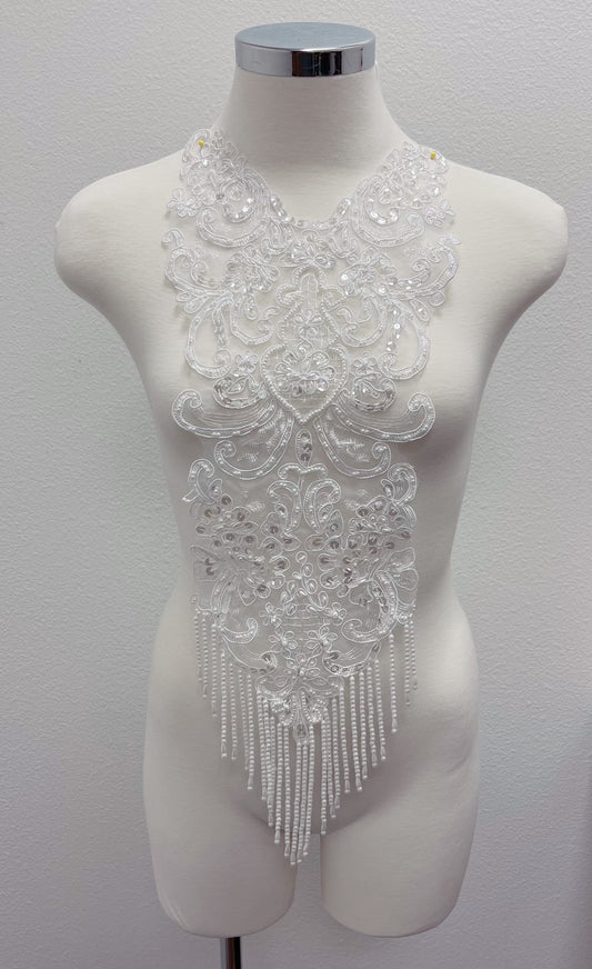 Large white Beaded appliqué