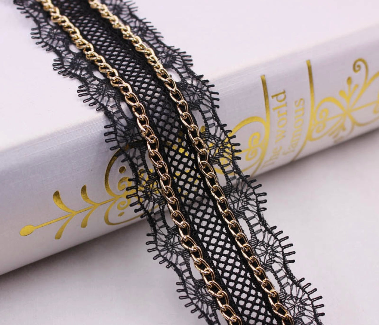 Fishnet Chain Lace trim by yards