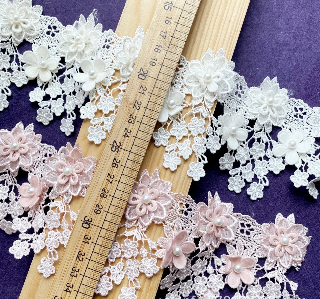 Embroidered 3D flower trim by yards